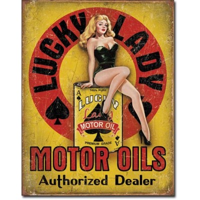 Enseigne en métal Lucky Lady Motor Oil 